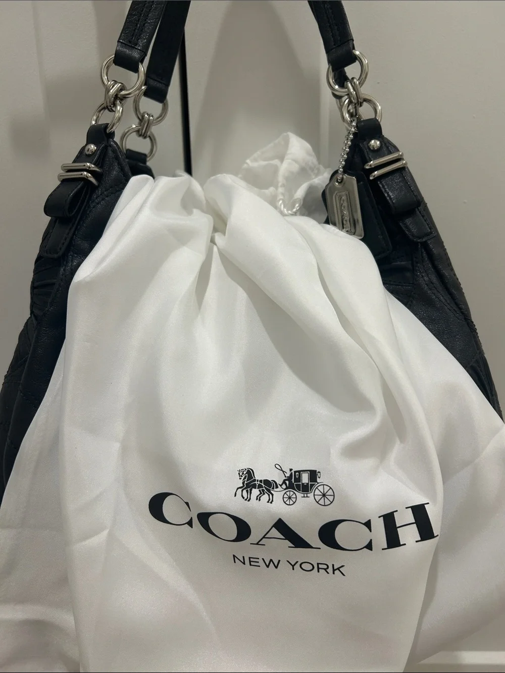 Coach (EUC) Madison Op Art Maggie Embellished Leather Shoulder Bag